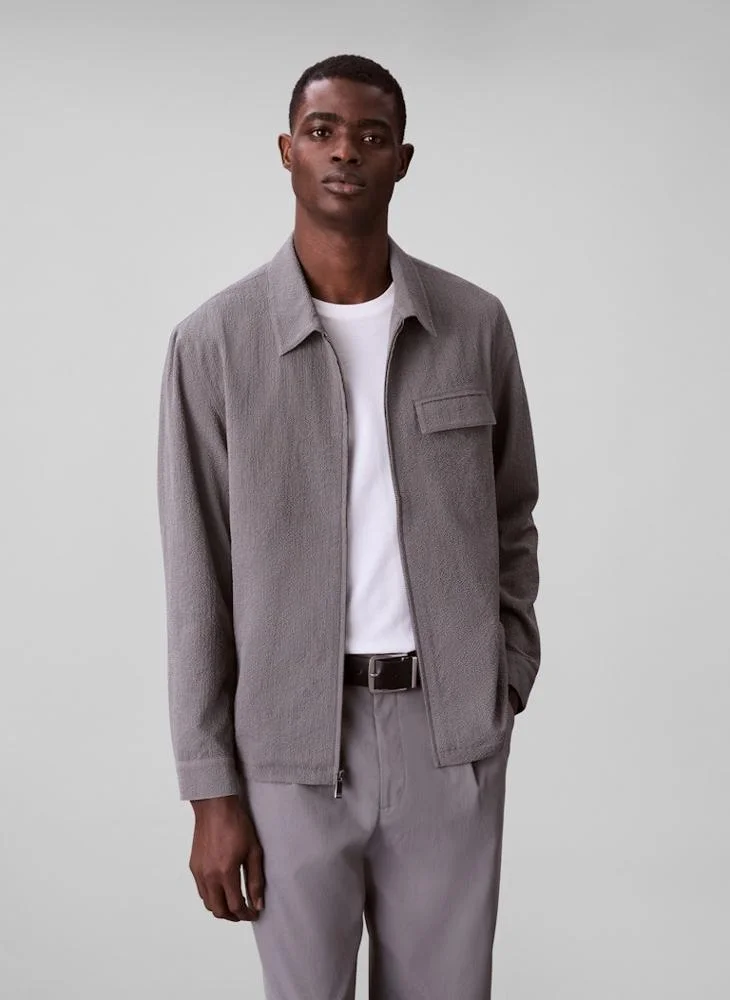 CALVIN KLEIN Long Sleeve Seersucker Shirt Jacket