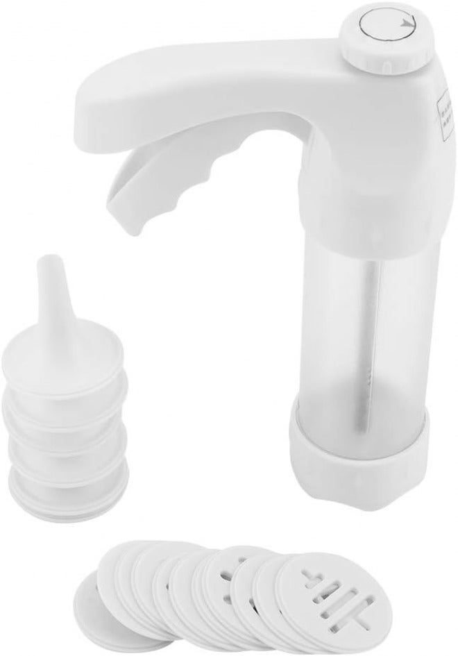 HEEPDD Biscuit Maker Cookie Press Machine, Steel and Plastic, Multifunctional Tool for Cookies and Cakes, Includes 12 Flower Pieces and 6 Cream Nozzles Biscuit Maker Press - Image 1