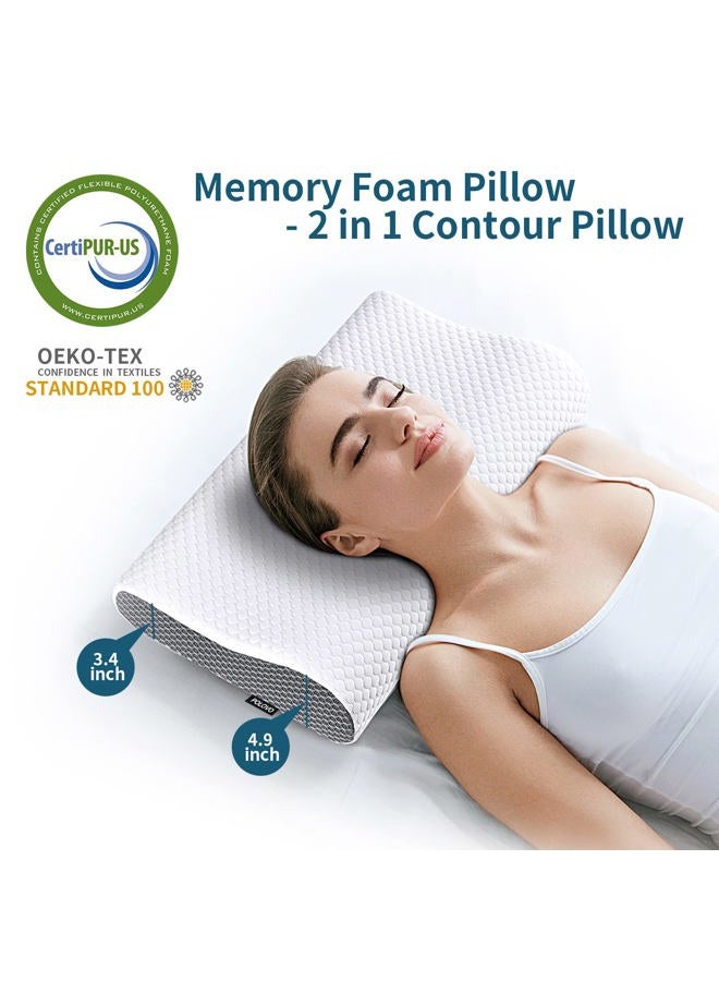 Polovo Neck Pillow Memory Foam for Pain Relief Bed Pillow for Sleeping, Ergonomic Orthopedic Cervical for Neck and Shoulder Pain, Side Back Stomach Sleeper - Image 2