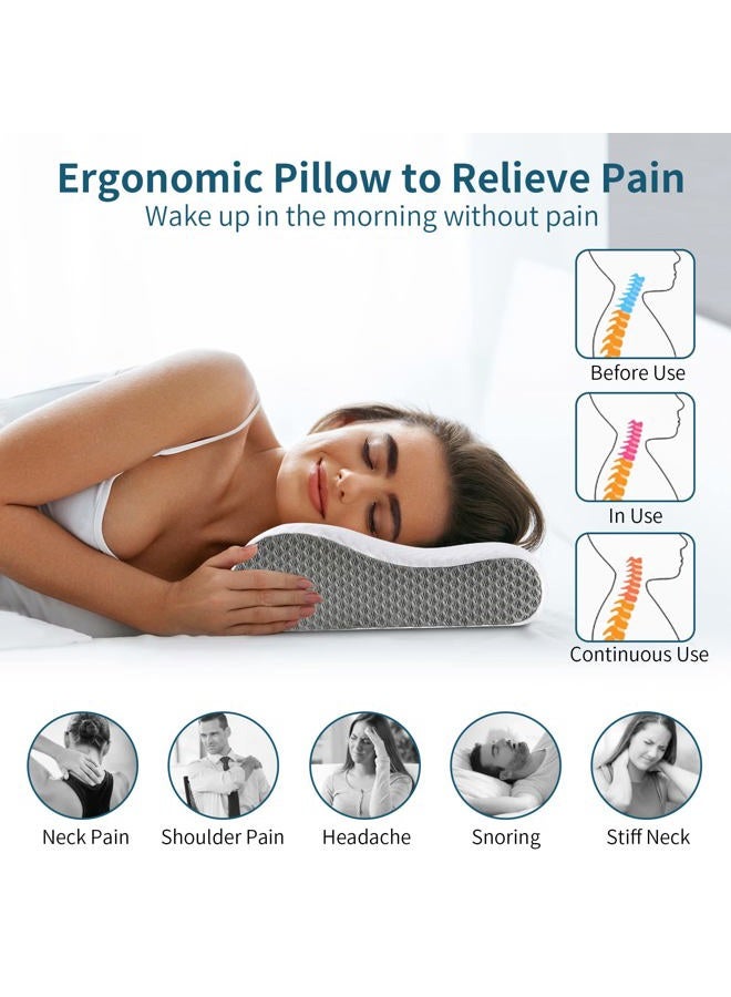 Polovo Neck Pillow Memory Foam for Pain Relief Bed Pillow for Sleeping, Ergonomic Orthopedic Cervical for Neck and Shoulder Pain, Side Back Stomach Sleeper - Image 4