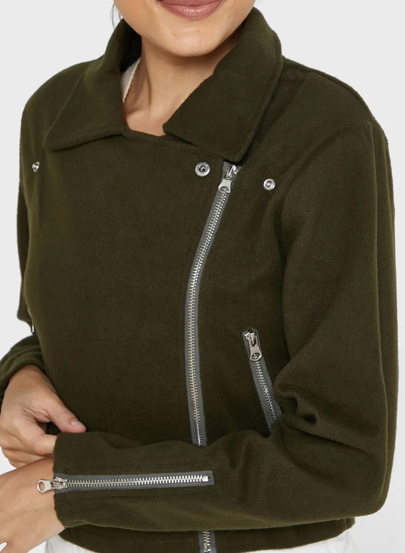 Ginger Solid Zipped Jacket
