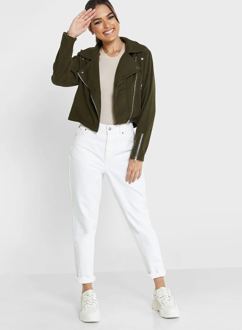 Ginger Solid Zipped Jacket