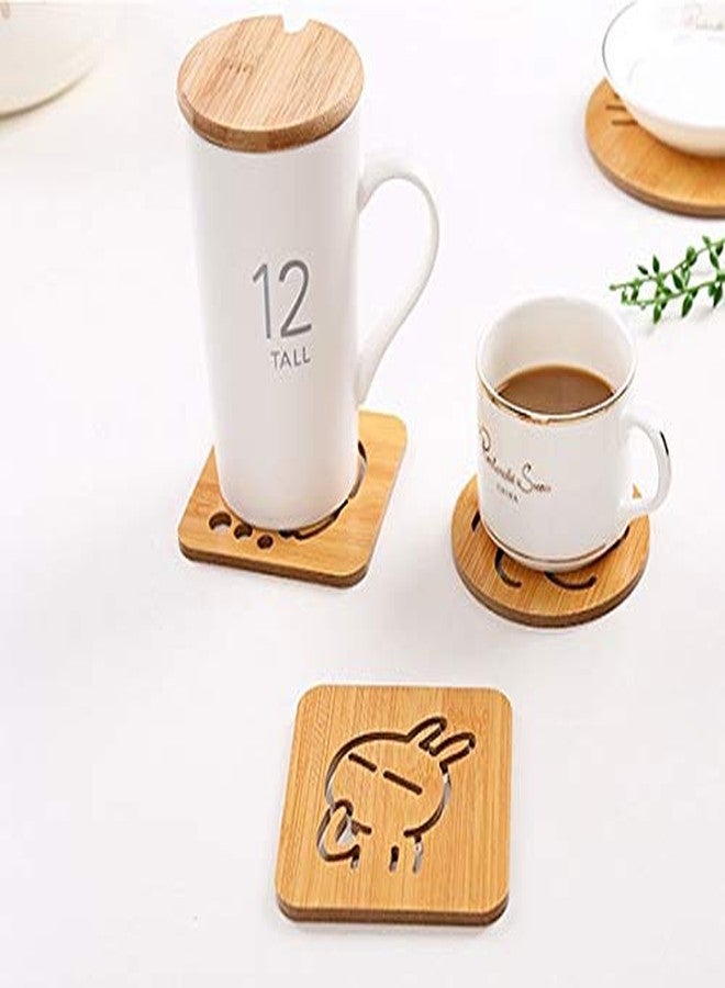 KITOOL 8 PCs Wooden Mug Coasters Non-Slip Insulation Bowl Mat Wooden Place-mat Tea Coffee Bar Cup Table Pad Drink Coasters Desktop Accessories Size 9.5 CM (Pack - 8) - Image 2