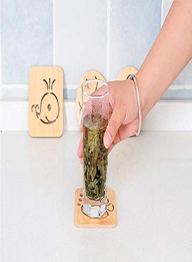 KITOOL 8 PCs Wooden Mug Coasters Non-Slip Insulation Bowl Mat Wooden Place-mat Tea Coffee Bar Cup Table Pad Drink Coasters Desktop Accessories Size 9.5 CM (Pack - 8) - Image 4