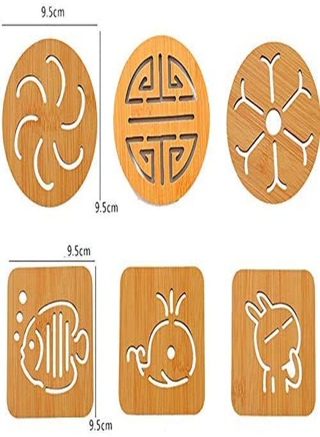 KITOOL 8 PCs Wooden Mug Coasters Non-Slip Insulation Bowl Mat Wooden Place-mat Tea Coffee Bar Cup Table Pad Drink Coasters Desktop Accessories Size 9.5 CM (Pack - 8) - Image 5