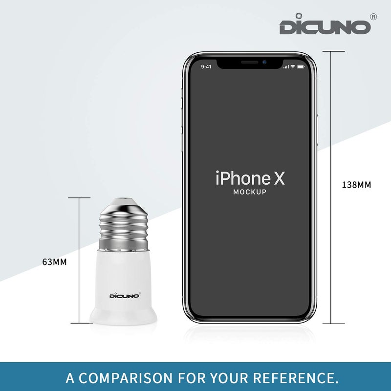 DiCUNO E26 to E26 Socket Extender-3CM/1.18 Inch Extension, 165℃ Heat-Resistant No Fire Hazard, Standard Medium E26 Light Bulb Socket Extension 6-Pack - Image 3