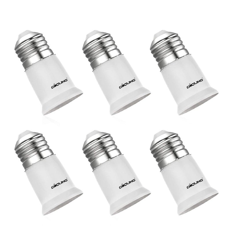 DiCUNO E26 to E26 Socket Extender-3CM/1.18 Inch Extension, 165℃ Heat-Resistant No Fire Hazard, Standard Medium E26 Light Bulb Socket Extension 6-Pack - Image 1