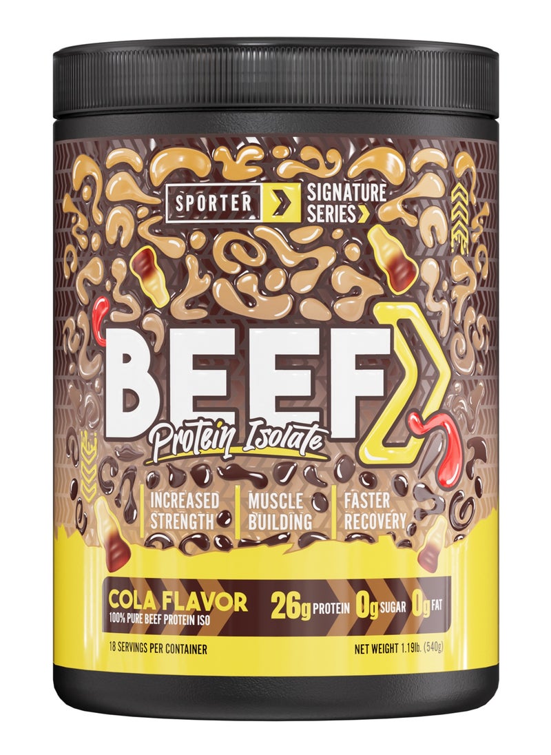 SPORTER Sporter Beef Protein Isolate – 540g | 26g Protein Per Serving | 0g Sugar & Fat | Cola Flavor | Lactose-Free | Muscle Building & Recovery  - Image 1