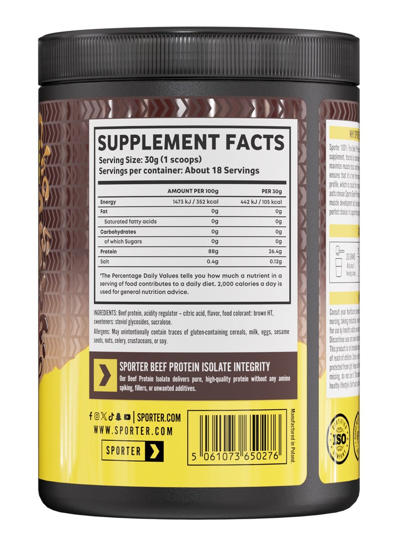 SPORTER Sporter Beef Protein Isolate – 540g | 26g Protein Per Serving | 0g Sugar & Fat | Cola Flavor | Lactose-Free | Muscle Building & Recovery  - Image 2