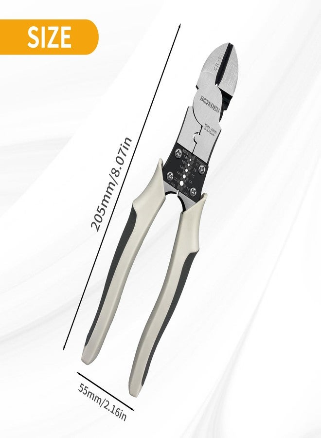 BOOSDEN Wire Cutters Heavy Duty with Wire Stripper Crimper, Diagonal Cutters, 8 inch Side Cutters, Multi function Professional Industrial High Leverage Diagonal Cutting Pliers Tool - Image 2