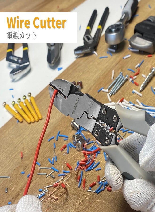 BOOSDEN Wire Cutters Heavy Duty with Wire Stripper Crimper, Diagonal Cutters, 8 inch Side Cutters, Multi function Professional Industrial High Leverage Diagonal Cutting Pliers Tool - Image 5