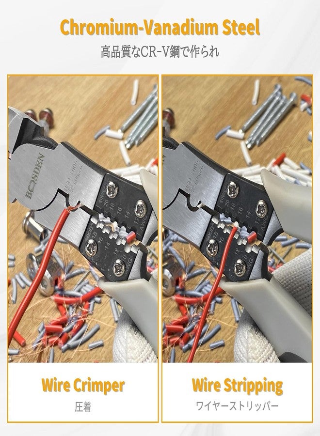 BOOSDEN Wire Cutters Heavy Duty with Wire Stripper Crimper, Diagonal Cutters, 8 inch Side Cutters, Multi function Professional Industrial High Leverage Diagonal Cutting Pliers Tool - Image 4