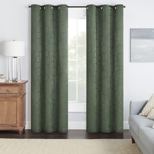 ECLIPSE Meridian Modern Blackout Thermal Grommet Window Curtain for Bedroom or Living Room (Single Panel), 42" x 84", Sage - Image 1