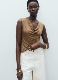 MANGO Draped Neck Lyocell Top  - Image 1