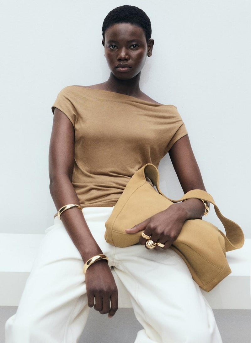 MANGO - Draped Neck Lyocell Top - Image 1