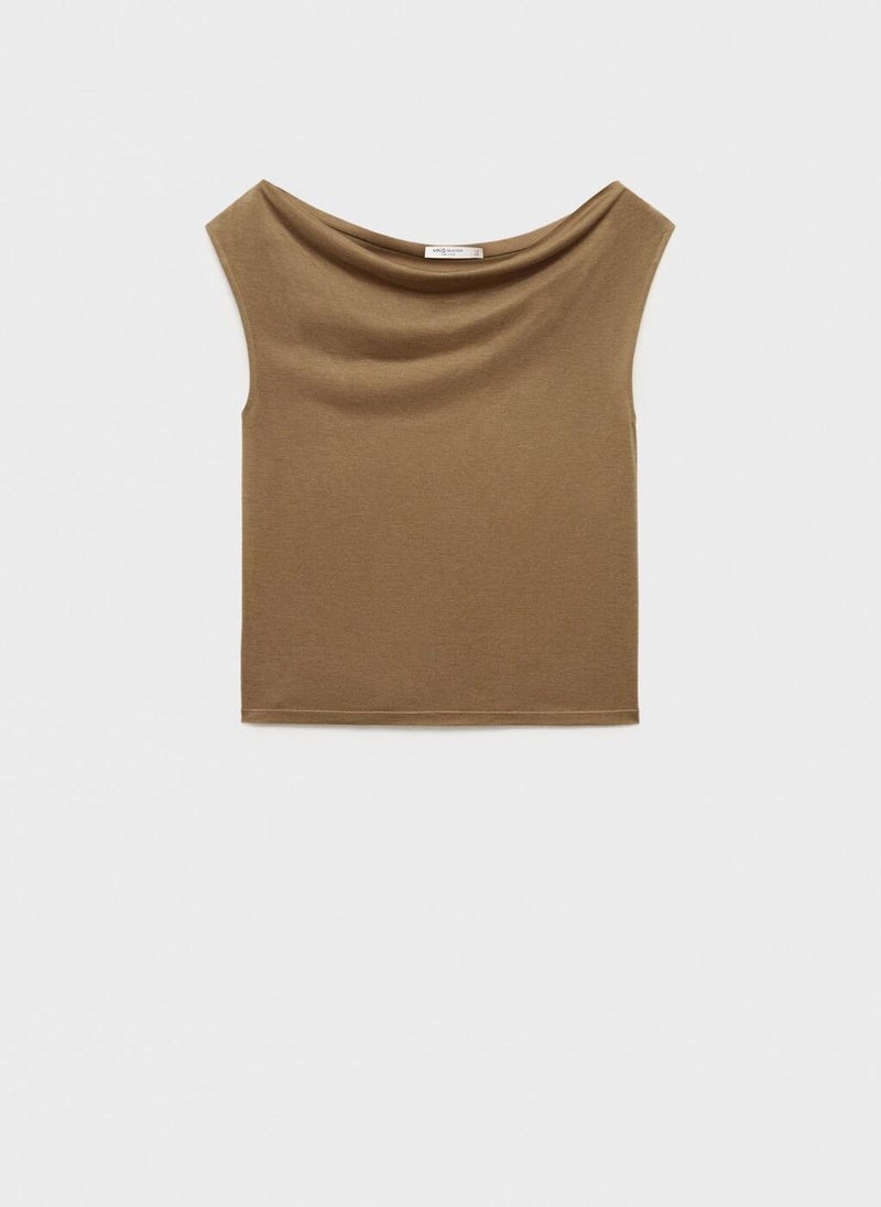 MANGO - Draped Neck Lyocell Top - Image 1