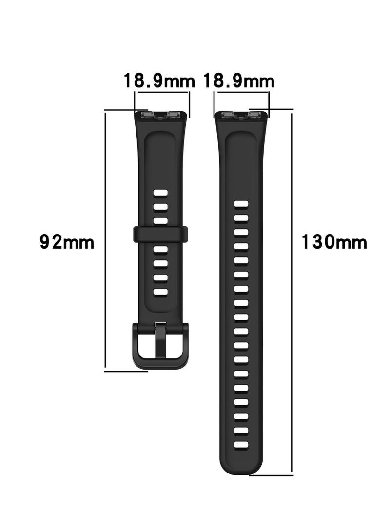3 قطع حزام TPU مناسب لساعة Huawei Band 10/9/8 الرياضية باللونين الأسود والأبيض والأزرق - Image 4