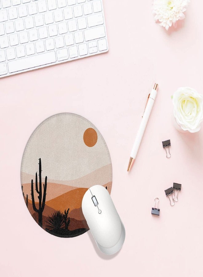 Knibeo Desert Boho Mouse Pad, 7.9 X 7.9 Inch Waterproof Rubber Aesthetic Mouse Pad, Minimalist Desk Accessory, Boho Office Supply - Image 3