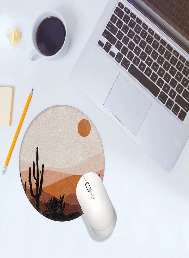 Knibeo Desert Boho Mouse Pad, 7.9 X 7.9 Inch Waterproof Rubber Aesthetic Mouse Pad, Minimalist Desk Accessory, Boho Office Supply - Image 2