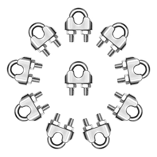 AUTMATCH M5 Wire Rope Cable Clip Clamp 3/16 Inch, 304 Stainless Steel U Bolt Saddle Fastener, 10 Pack - Image 1