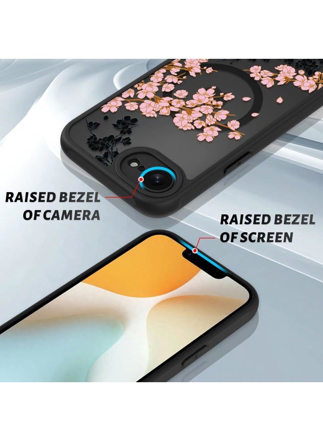 OOK Case for iPhone 16e 2025 (Compatible with MagSafe) Floral Flowers Design Phone Cover Soft TPU + Hard PC Anti-Scratch Shockproof Magnetic Case for Women - Pink - Image 3