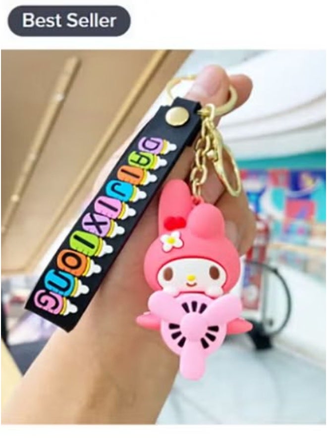 Melody My Melody Fan Keychain with Mini Handheld Fan Attachment
