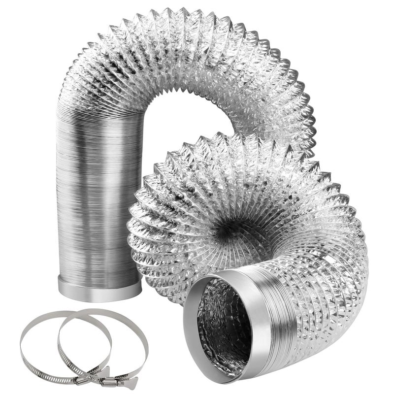 YIJUHOU 4-Inch Dryer Vent Hose 26FT, Flexible Aluminum Duct with 2 Clamps, Heavy-Duty Four Layer Protection for HVAC Ventilation and Exhaust - Image 1