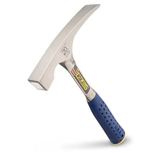 Estwing - E3‐20BLC Bricklayer's/Mason's Hammer - 20 oz Masonary Tool with Forged Steel Construction & Shock Reduction Grip - E3-20BLC Silver - Image 1