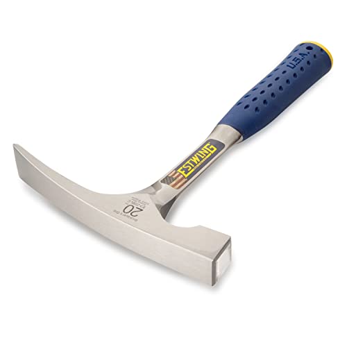 Estwing - E3‐20BLC Bricklayer's/Mason's Hammer - 20 oz Masonary Tool with Forged Steel Construction & Shock Reduction Grip - E3-20BLC Silver - Image 2