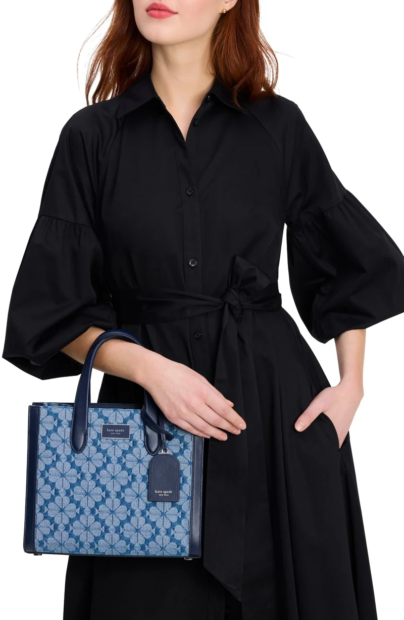 Kate Spade Spade Flower Jacquard Denim Manhattan Small Tote