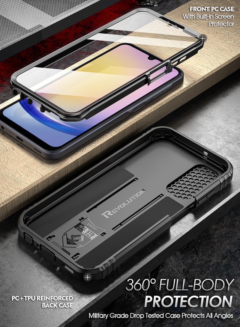 Poetic Revolution Case for Samsung Galaxy A25 5G,[Slide Camera Cover],[20FT Mil-Grade Drop Tested], Full-Body Military Grade Rugged Shockproof Cover with Kickstand and Built-in-Screen Protector, Black - Image 3