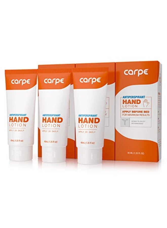 Carpe Sweat Absorbing Hand Lotion Pack of 3 A dermatologistrecommended smooth lotion that helps stop hand sweat great for hyperhidrosis or excessive sweat Original Eucalyptus - Image 1