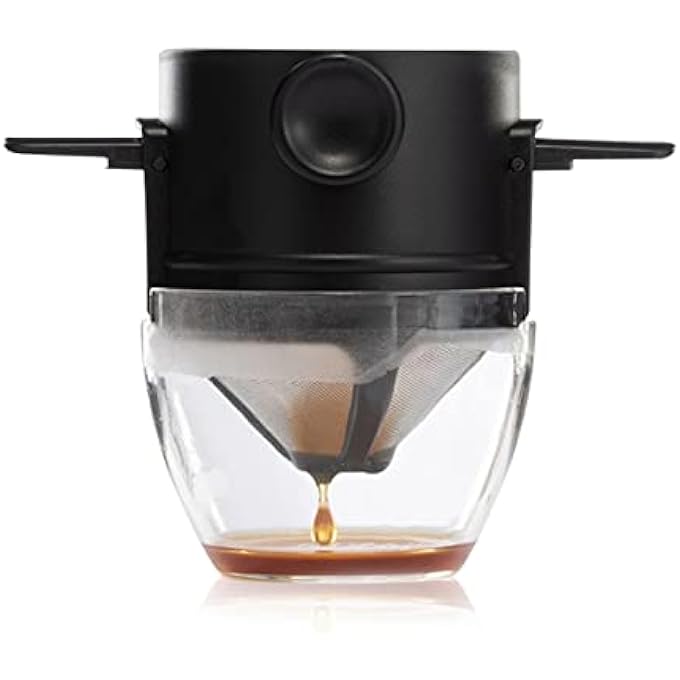 ELEPHANTBOAT Filter Coffee Maker With Bottom Cup Double Mesh Pour Over Coffee Filter Food Grade Stainless Steel  Plastic Dripper 100 Paperless Foldable To Fit Most Cup Keep Flavour Easy Use  Clean - Image 2