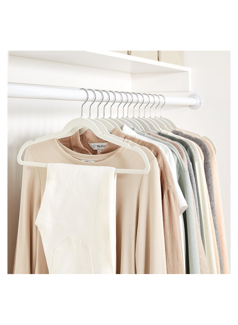 100-Pack Clothes Hangers 45cm Velvet Coat Hangers Non-Slip Space Saving Hangers Adult Hangers(Beige) - Image 3
