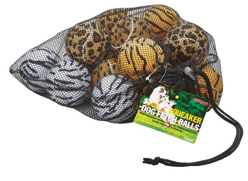 TOURNA Unique Sports Dog Fetch Squeaker Balls Animal Prints 18 Pack - Image 2