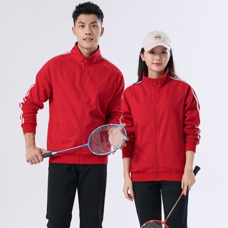 Generic Spring and Autumn Mens and Womens Cardigan Casual Jacket Korean Style Fashion Couples Sweater Running Sports Jacket Mens Jacket Womens Single Red (male and female code) 