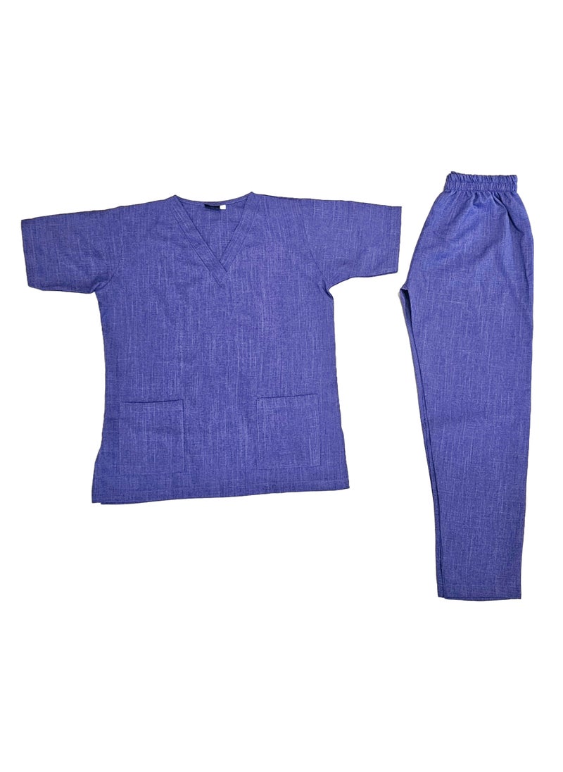 Melange Scrub Suit Uniform Unisex Purple V-Neck Nurse Suit Set - pzsku/ZFDDE6F66DBB3E11AC326Z/45/_/1716655313/803d79c1-3642-4e97-9781-0aab0db77a61