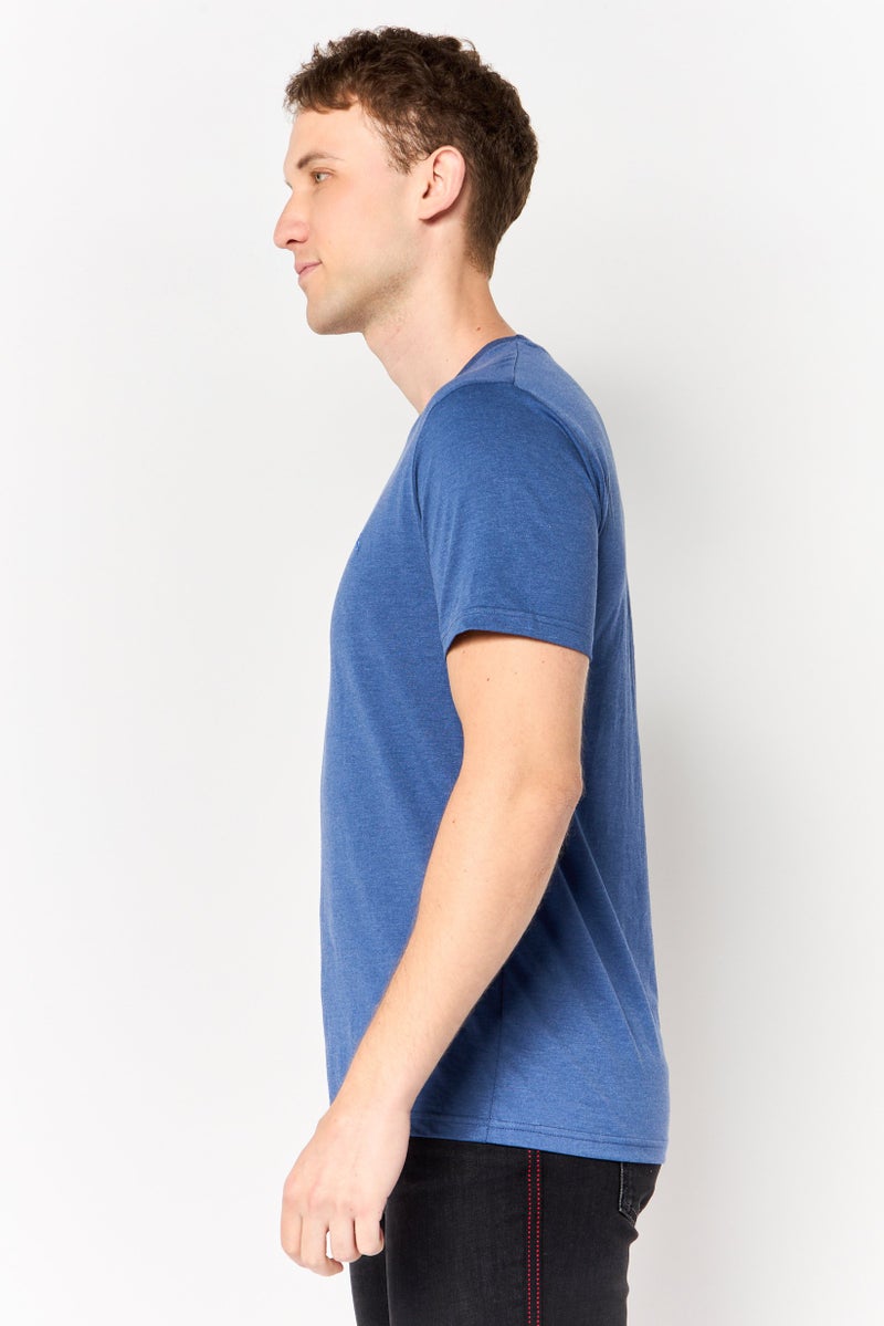 Tailorbyrd Men Crew Neck Short Sleeve Embroidered Logo T-Shirt, Slate Blue - Image 3