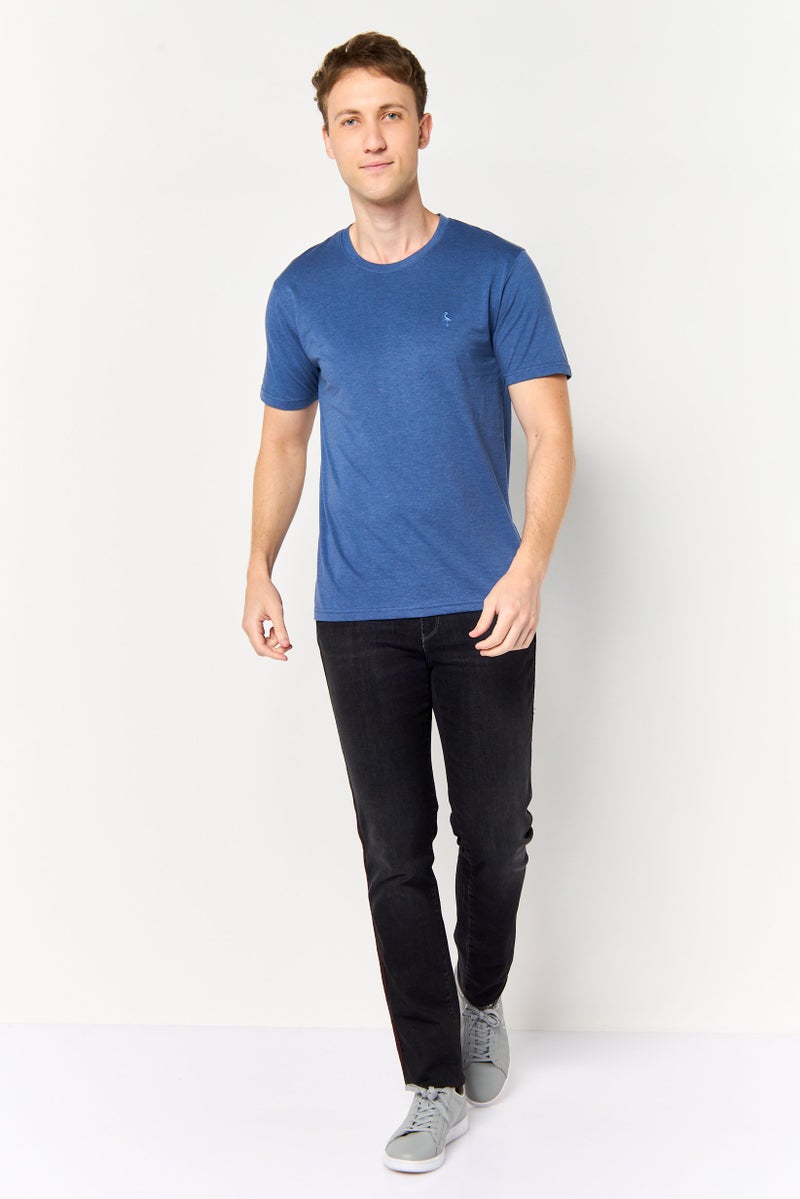 Tailorbyrd Men Crew Neck Short Sleeve Embroidered Logo T-Shirt, Slate Blue - Image 4