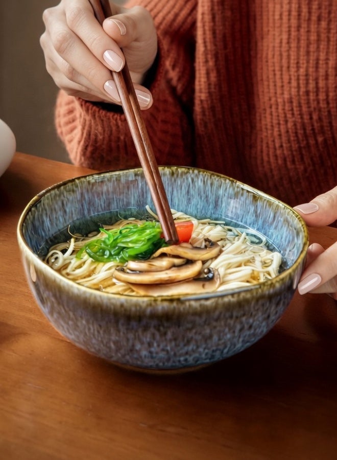 Premium Ceramic Soup Bowl - 28 oz Large Capacity, Azure Blue High Quality Soup Bowl For Home & Restaurants, Perfect for Soup, Ramen, Cereal, Salad, Pasta - Image 2