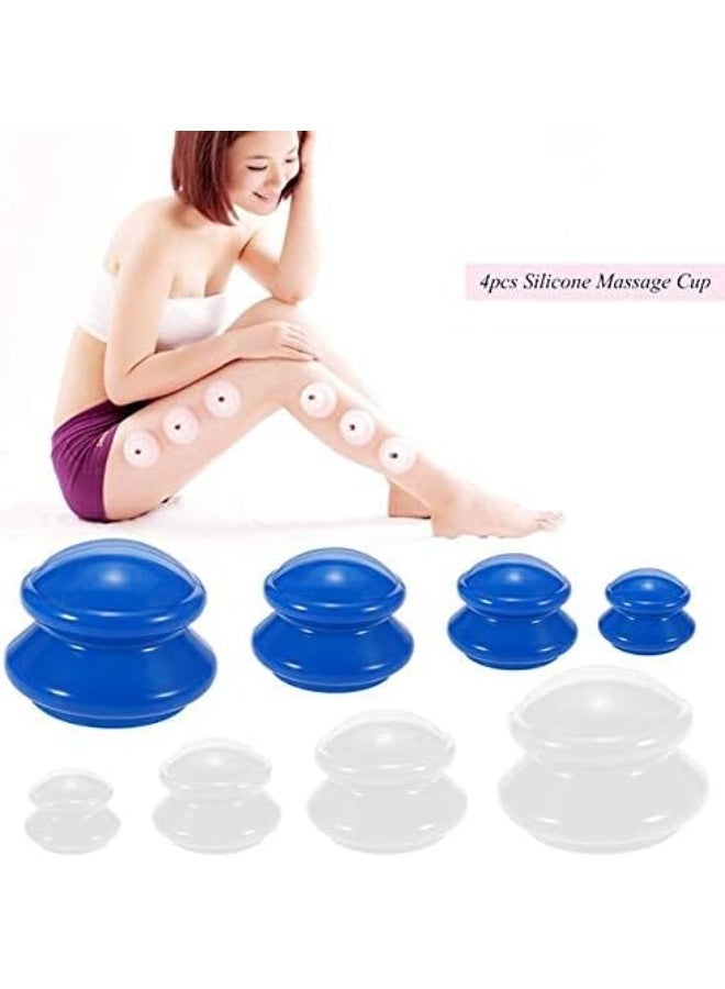 Generic 4-Piece Moisture Absorbing Anti-Cellulite Silicone Cupping Cup Set, Facial and Body Therapy and Massage Cupping Cup Set, 4 Sizes - Image 1