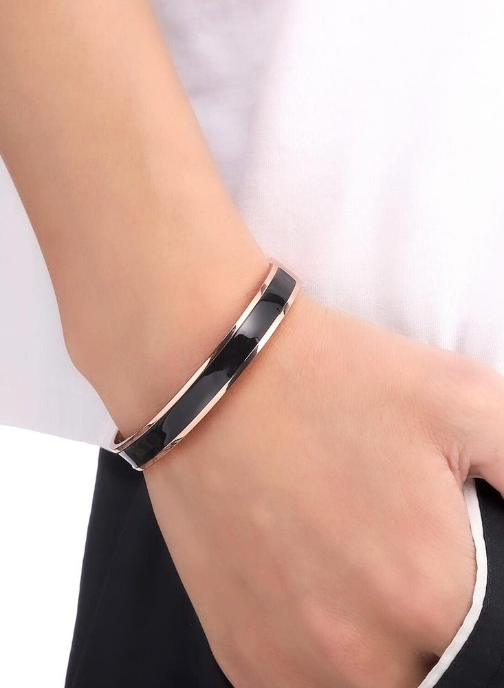 Generic Magnetic Copper Bracelet for Women,Magnetic Bracelet,6.8''Adjustable Cuff Jewerly Gift Box-2PCS(Black)  - Image 5