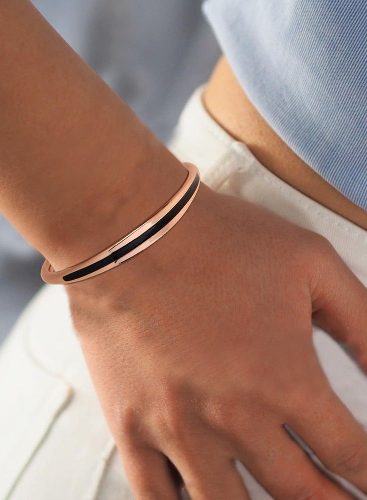 Generic Magnetic Copper Bracelet for Women,Magnetic Bracelet,6.8''Adjustable Cuff Jewerly Gift Box-2PCS(Black)  - Image 4
