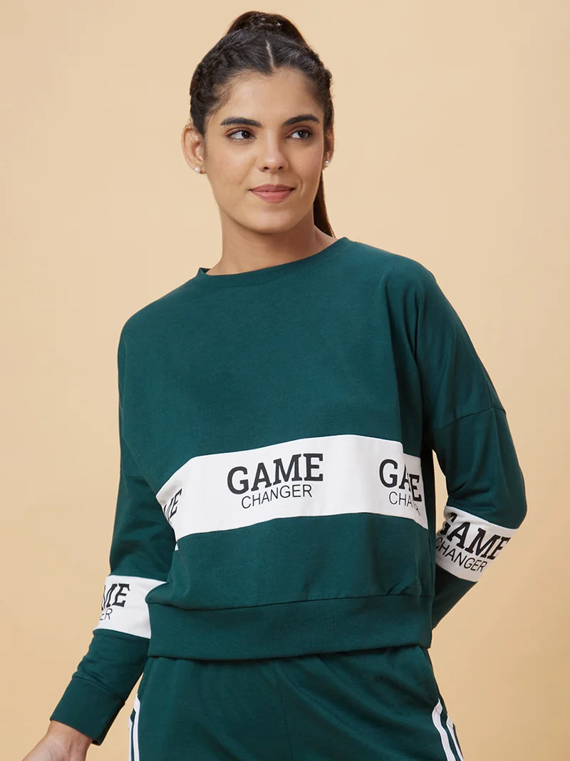 globus Globus Women Green Printed Cotton Sweatshirt