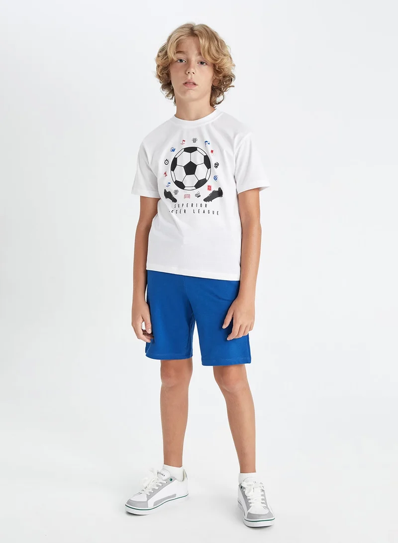 DeFacto Printed Short Sleeve T-Shirt and Shorts 2-Piece Set