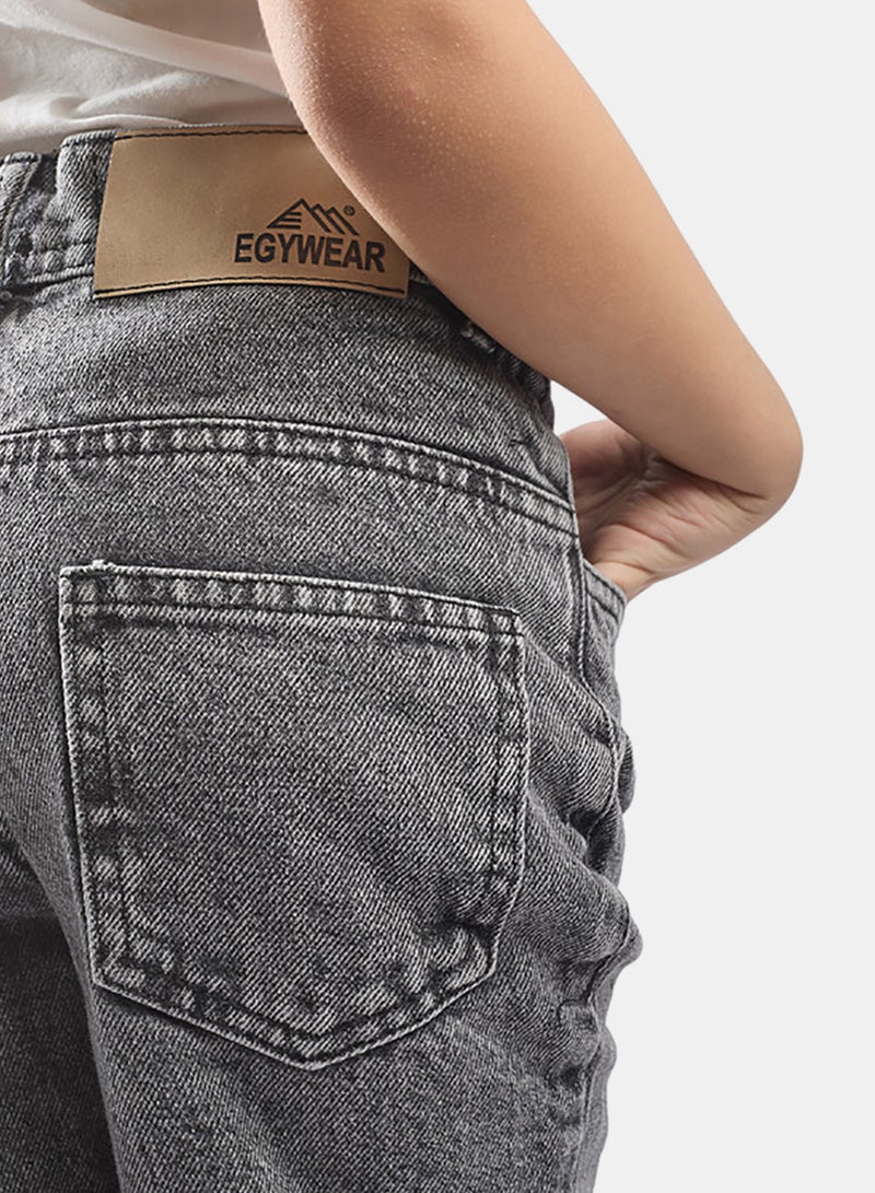 EGY WEAR Girls' dark  gray  Wide-Leg Jeans - Image 3