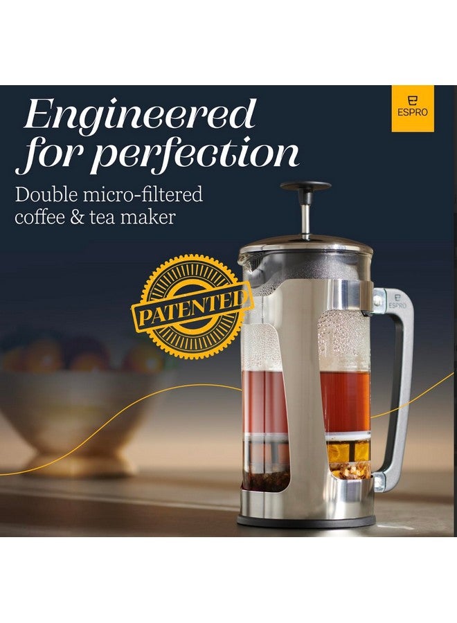 Espro ESPRO - P5 French Press - Double Micro-Filtered Coffee and Tea Maker, Grit-Free and Bitterness-Free Brews, Durable Stainless Steel Frame, (Polished Stainless Steel, 32 ounce) - Image 3