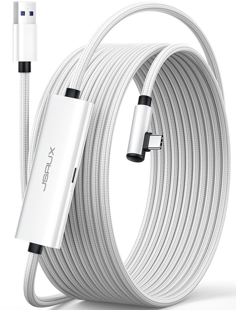 jsaux Link Cable with 18W Charging 5M, Compatible with Oculus Meta Quest 3S/ 3/2/ Pro and Pico 4, PC VR, Steam VR Accessories, 2-in-1 High Speed 5Gbs USB3.0 to USB C Data Cord for VR Headset - Image 1