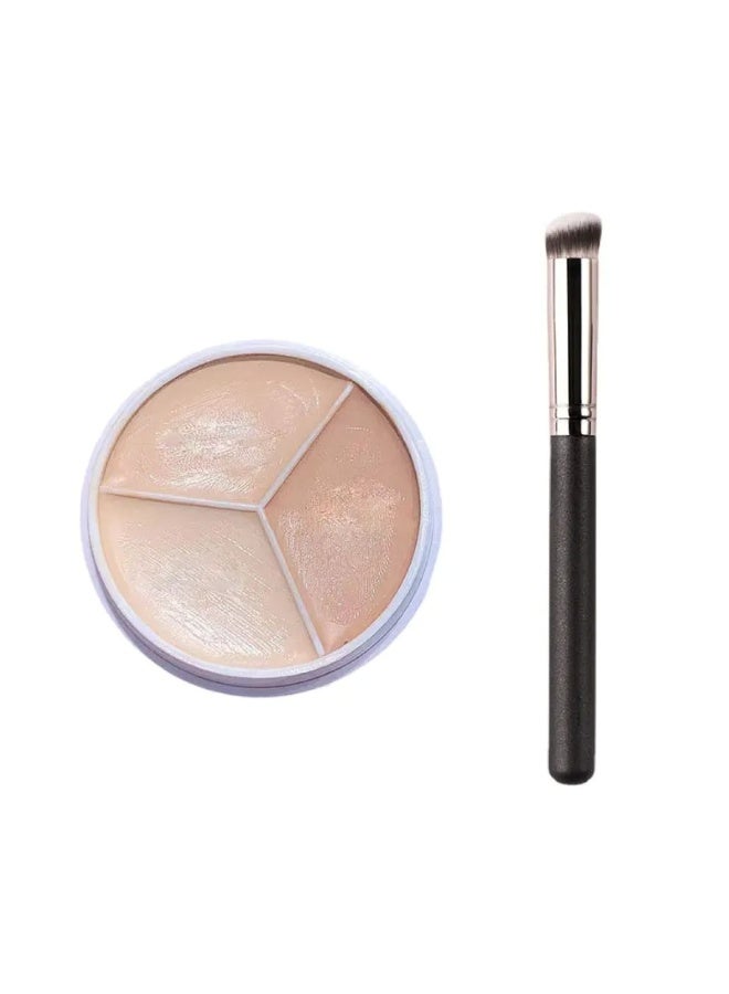 Huitich 3-Color Concealer Palette with Brush White Box + 270 Makeup Brush - Image 1