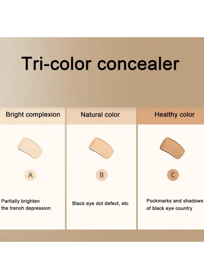 Huitich 3-Color Concealer Palette with Brush White Box + 270 Makeup Brush - Image 2